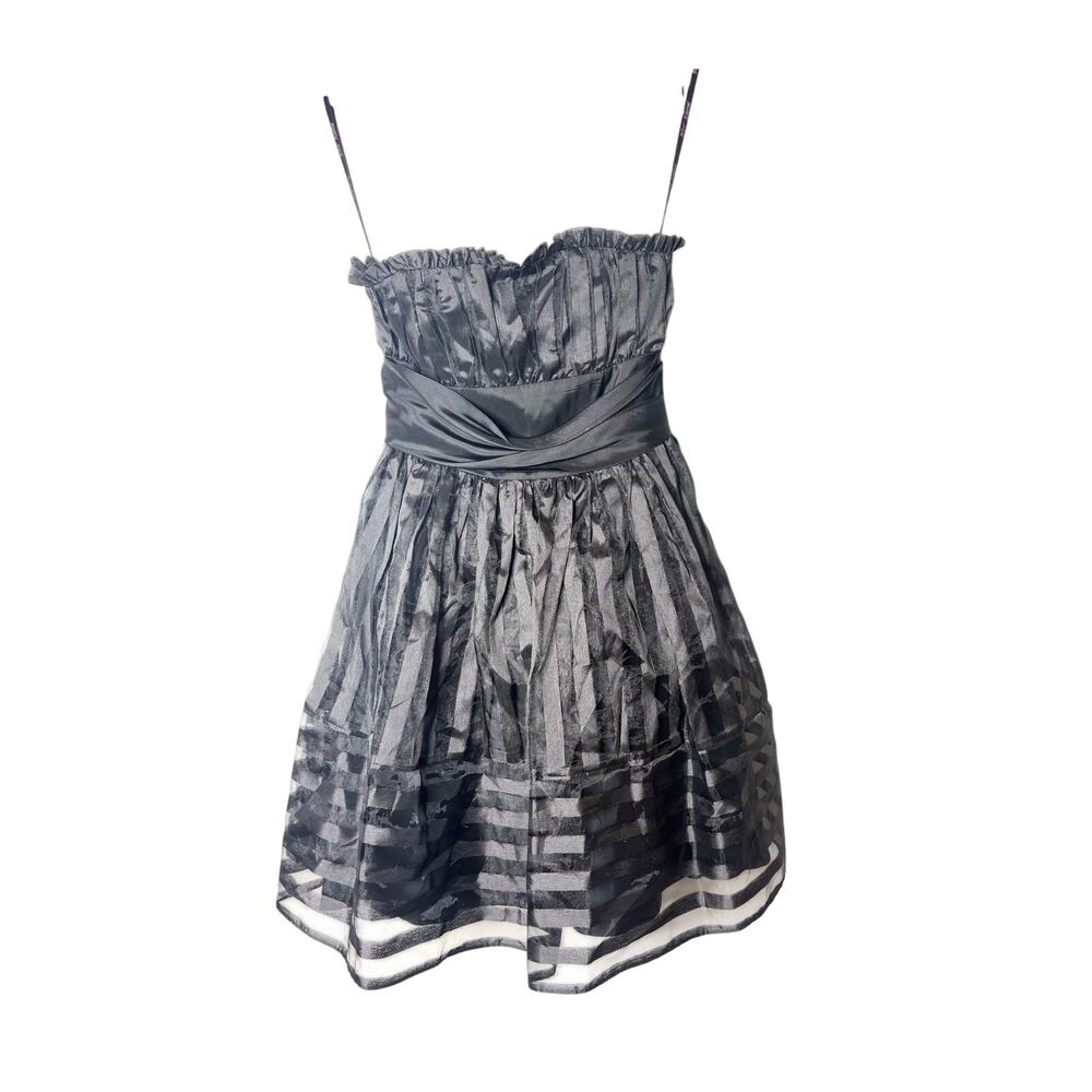 Vintage Betsy Johnson black organza A line mini dress 2 Y2K